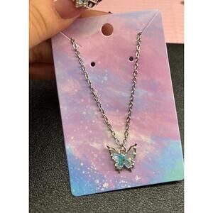 Butterfly necklace blue